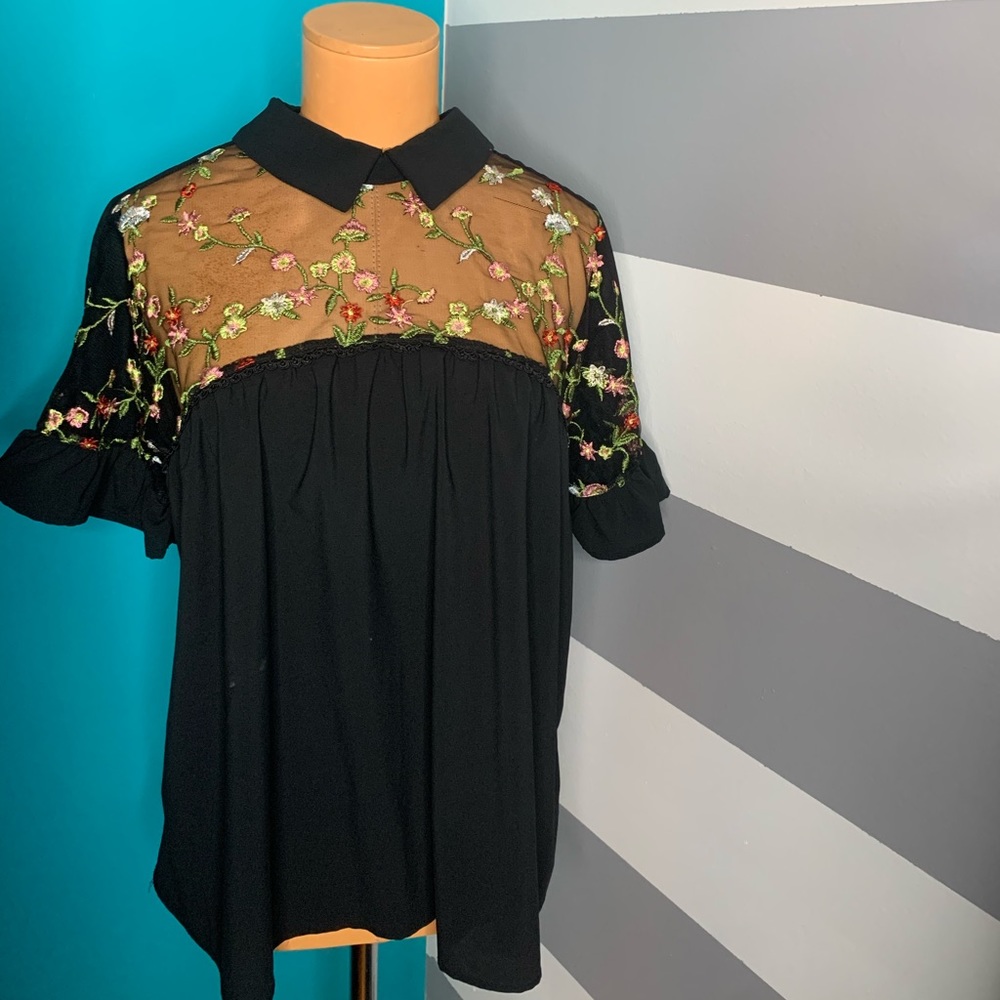 Black and sheer top